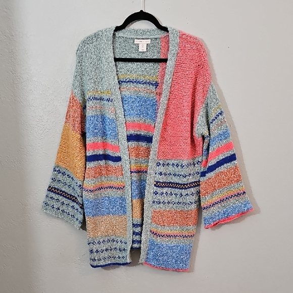 Sincerly Jules Sweaters - Sincerely Jules Multicolor Striped Open Front Cardigan Bell Sleeve Womens Small